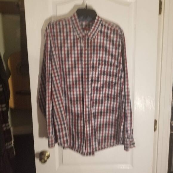 IZOD red plaid button down shirt men's large - Picture 1 of 5